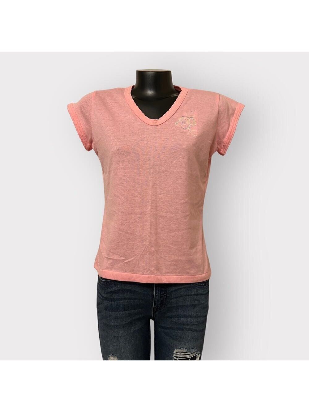 Elizabeth Adams Sport NEW VINTAGE Single Stitch Tee sz M Pastel Embroidery Shirt